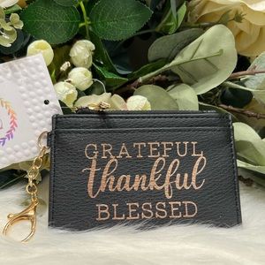 NWT  Classic Small Card Case Faux Leather keychain